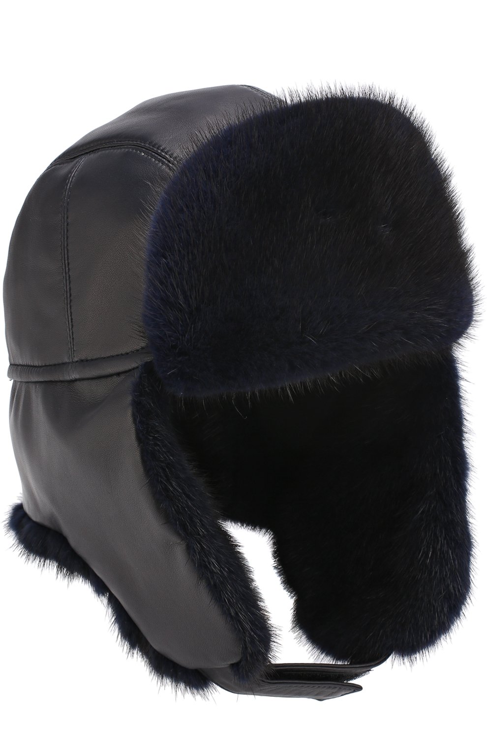 Кожаная шапка-ушанка с меховой отделкой ZILLI, арт. MHQ-0RS00-01005/1002, фото 4