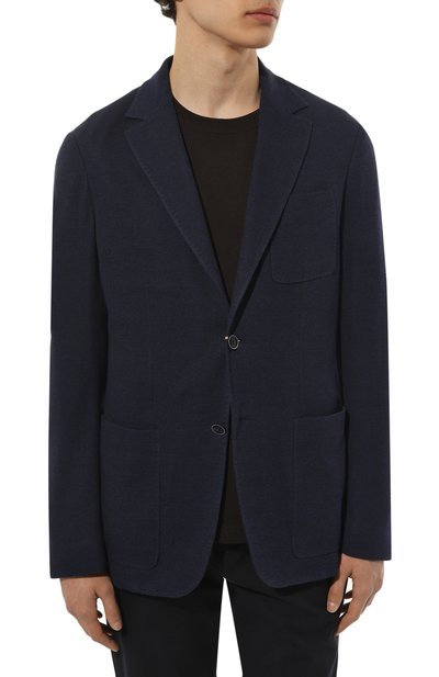 Хлопковый пиджак CANALI темно-синего цвета по цене 99450 руб., арт. J0147/JJ01974, фото 3 Хлопковый пиджак CANALI, арт. J0147/JJ01974, фото 3