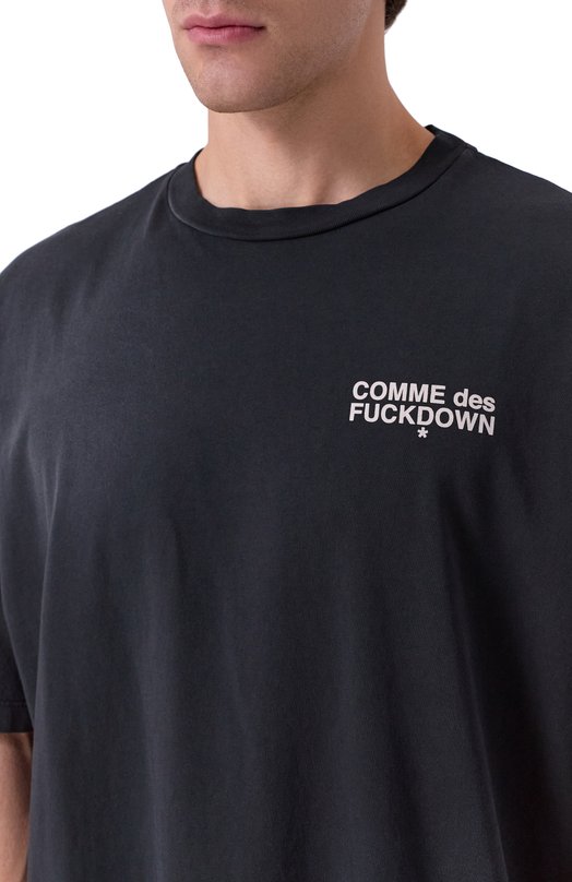 Хлопковая футболка Comme des Fuckdown CFABM01742 Чёрный  CFABM01742 Фото 5
