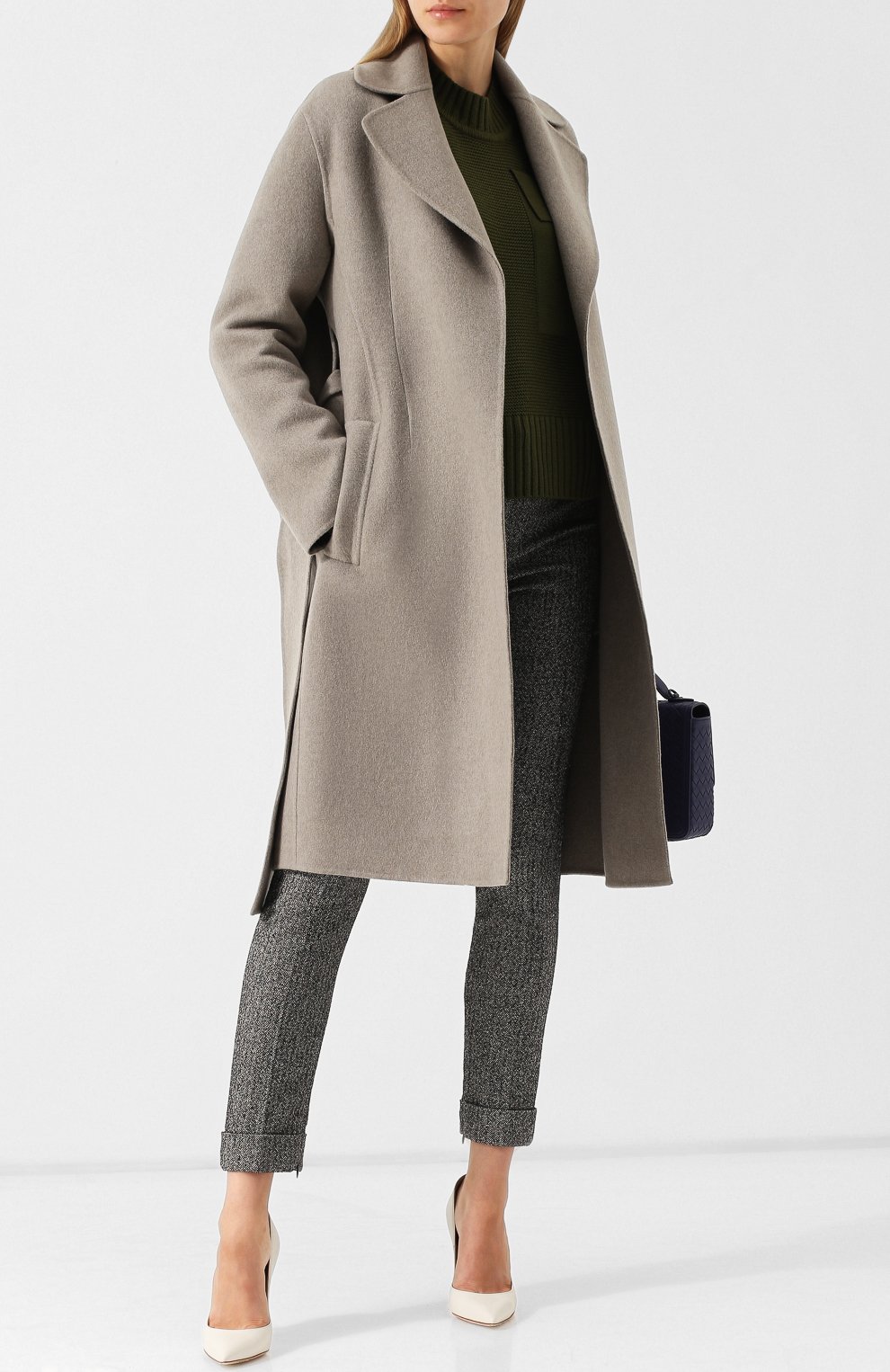 Однотонное кашемировое пальто с поясом BOTTEGA VENETA, арт. 522303/VD0D0, фото 2