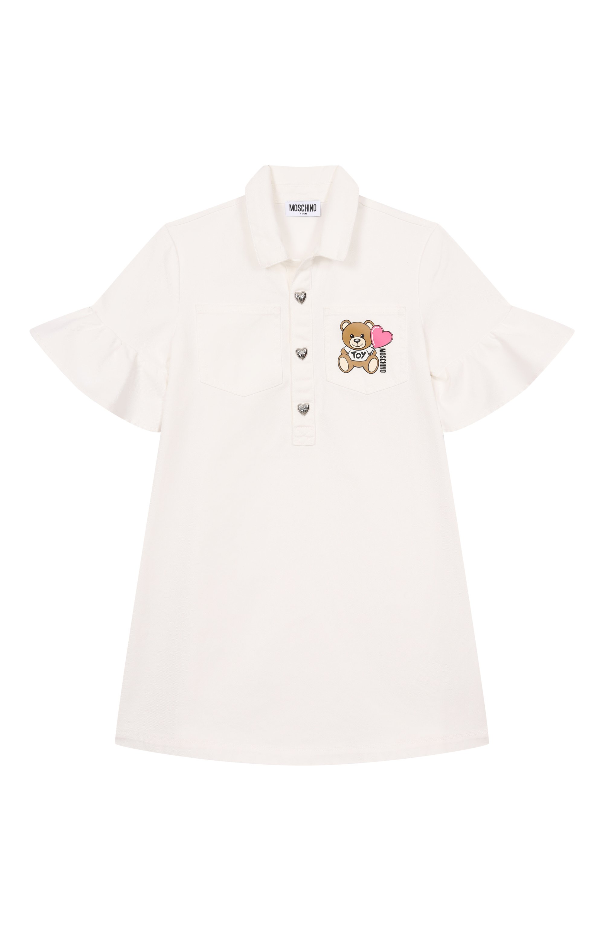 Джинсовое платье MOSCHINO молочного цвета по цене 21800 руб., арт. HAV0EM/L0A14/10-14, фото 1 Джинсовое платье MOSCHINO, арт. HAV0EM/L0A14/10-14, фото 1