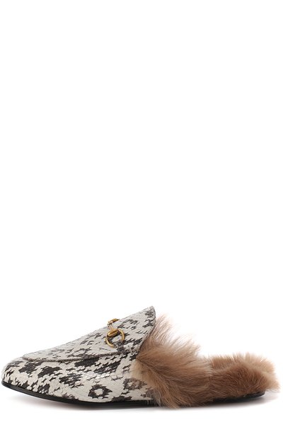 Кожаные сабо princetown с пряжкой-трензелем GUCCI, арт. 397749/L0080, фото 2