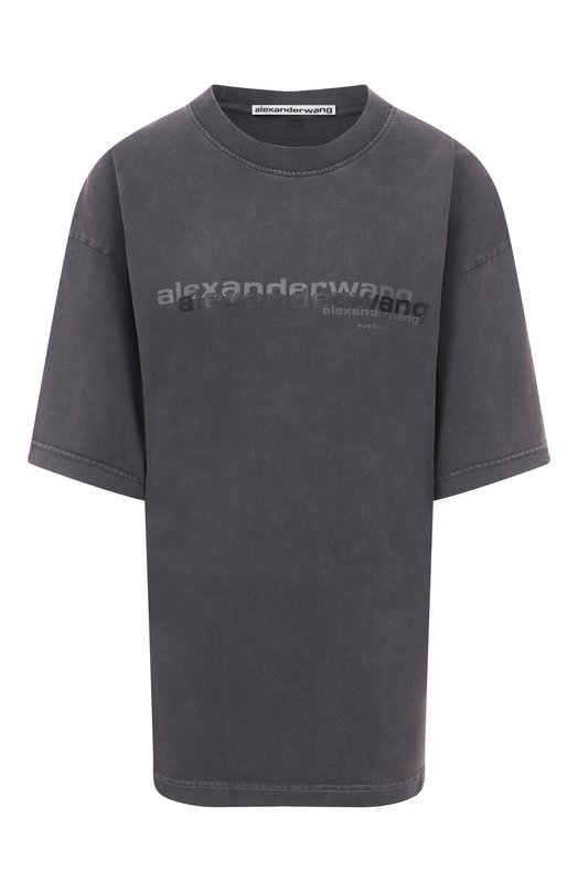 Хлопковая футболка Alexander Wang UCC3251847 Серый UCC3251847