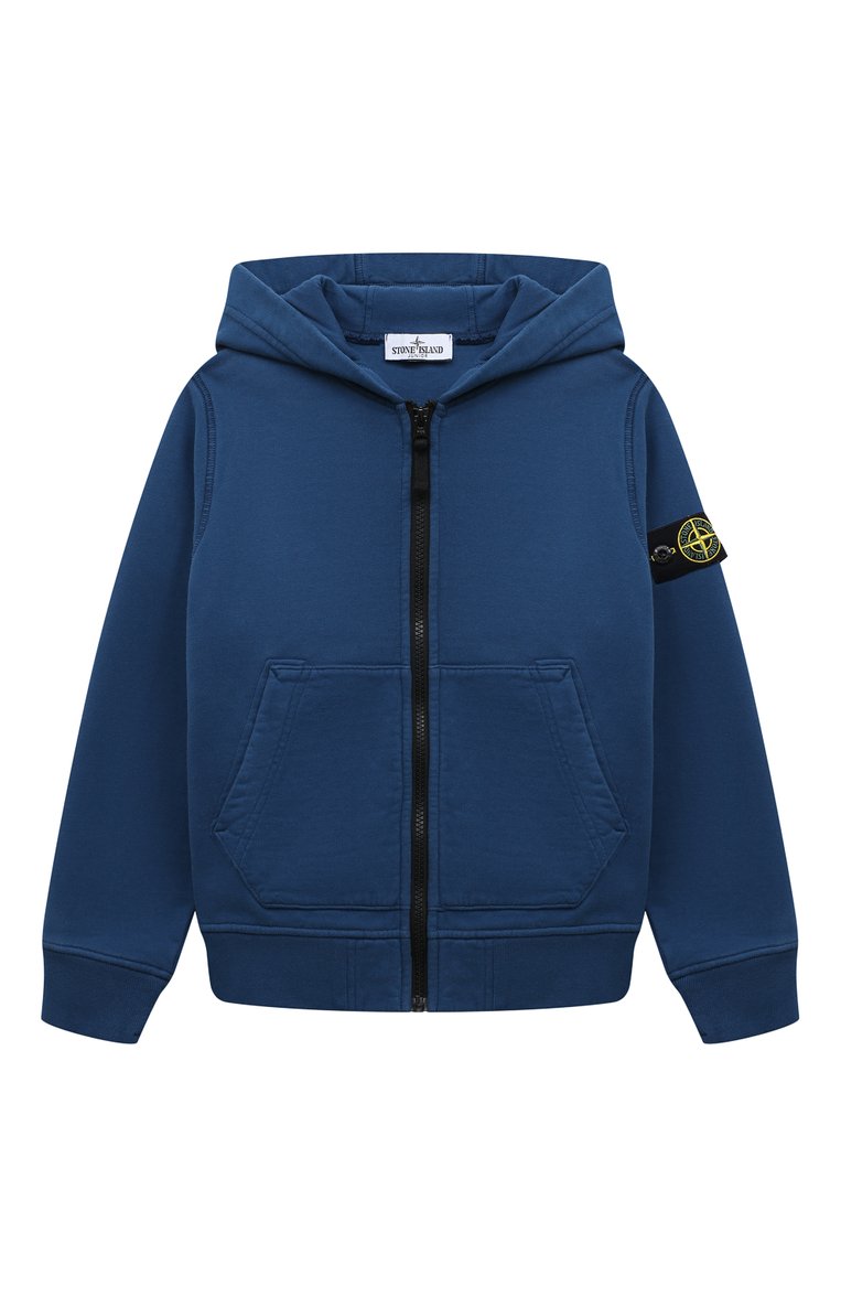 Детский хлопковая толстовка STONE ISLAND синего цвета, арт. 60720/8 | Фото 1 (Материал внешний: Хлопок; Рукава: Длинные; Мальчики Кросс-КТ: Толстовка-одежда; Автоматизация ТО: Проставлено; Автоматизация состава: Проставлено)