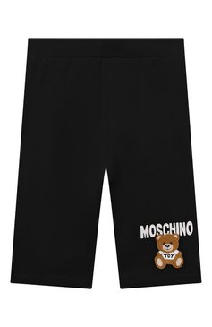 Детские хлопковые шорты MOSCHINO черного цвета, арт. HDQ00Y/LBA10/4 | Фото 1 (Материал внешний: Хлопок; Случай: Повседневный; Материал сплава: Проставлено; Нос: Не проставлено)