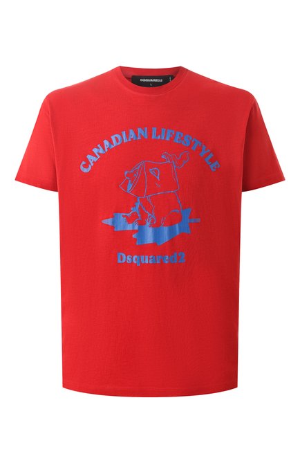 Мужская хлопковая футболка DSQUARED2 красного цвета, арт. S74GD1391/D20035 | Фото 1 (Длина (для топов): Стандартные; Драгоценные камни: Проставлено; Материал сплава: Проставлено; Рукава: Короткие)