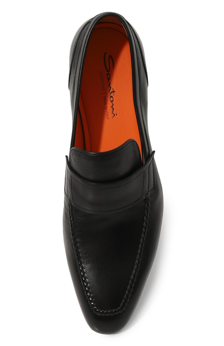 Мужские кожаные лоферы SANTONI черного цвета, арт. MCLG16451SA3BSG8 | Фото 6 (Материал сплава: Проставлено; Нос: Не проставлено; Материал внутренний: Натуральная кожа; Стили: Классический; Материал внешний: Натуральная кожа)