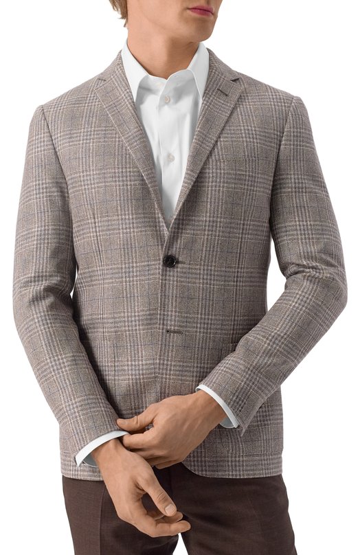 Пиджак из шелка и шерсти Corneliani 25X002-2516215 Бежевый  25X002-2516215 Фото 4