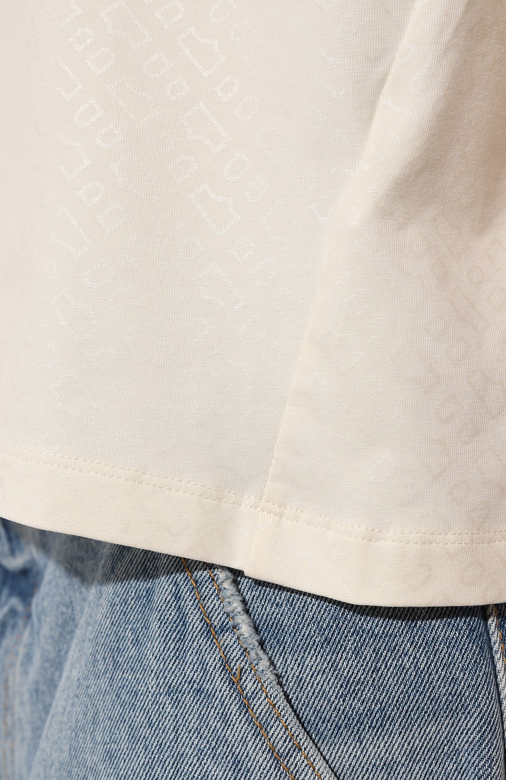 Хлопковая футболка BOSS кремового цвета по цене 11640 руб., арт. 50494353, фото 5 Хлопковая футболка BOSS, арт. 50494353, фото 5