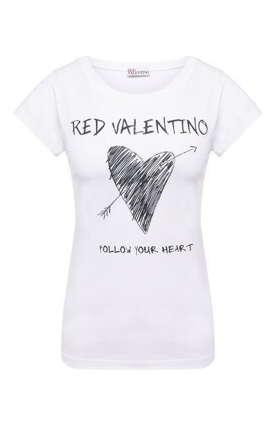 Женская хлопковая футболка REDVALENTINO, арт. VR0MG10A/5VK