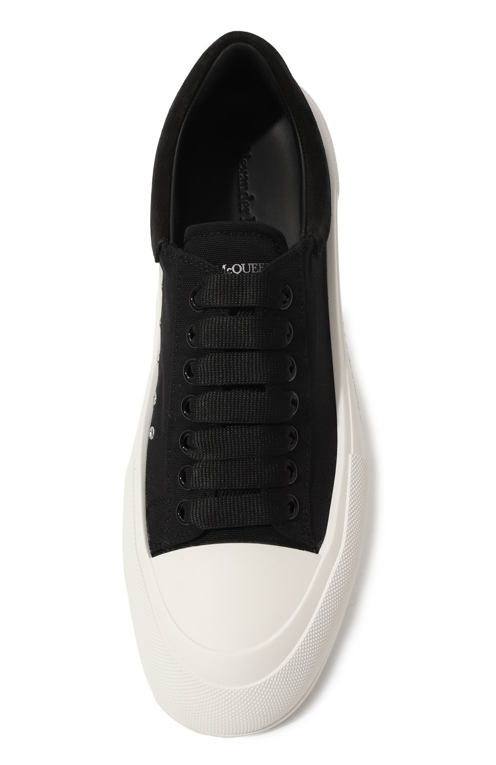 Текстильные кеды deck plimsoll ALEXANDER MCQUEEN черно-белого цвета по цене 49400 руб., арт. 707680/W4MV7, фото 6 Текстильные кеды deck plimsoll ALEXANDER MCQUEEN, арт. 707680/W4MV7, фото 6