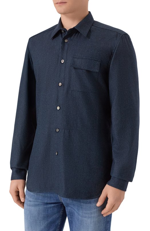 Шерстяная рубашка Kiton UMCBUBAK0167G02 Синий  UMCBUBAK0167G02 Фото 3