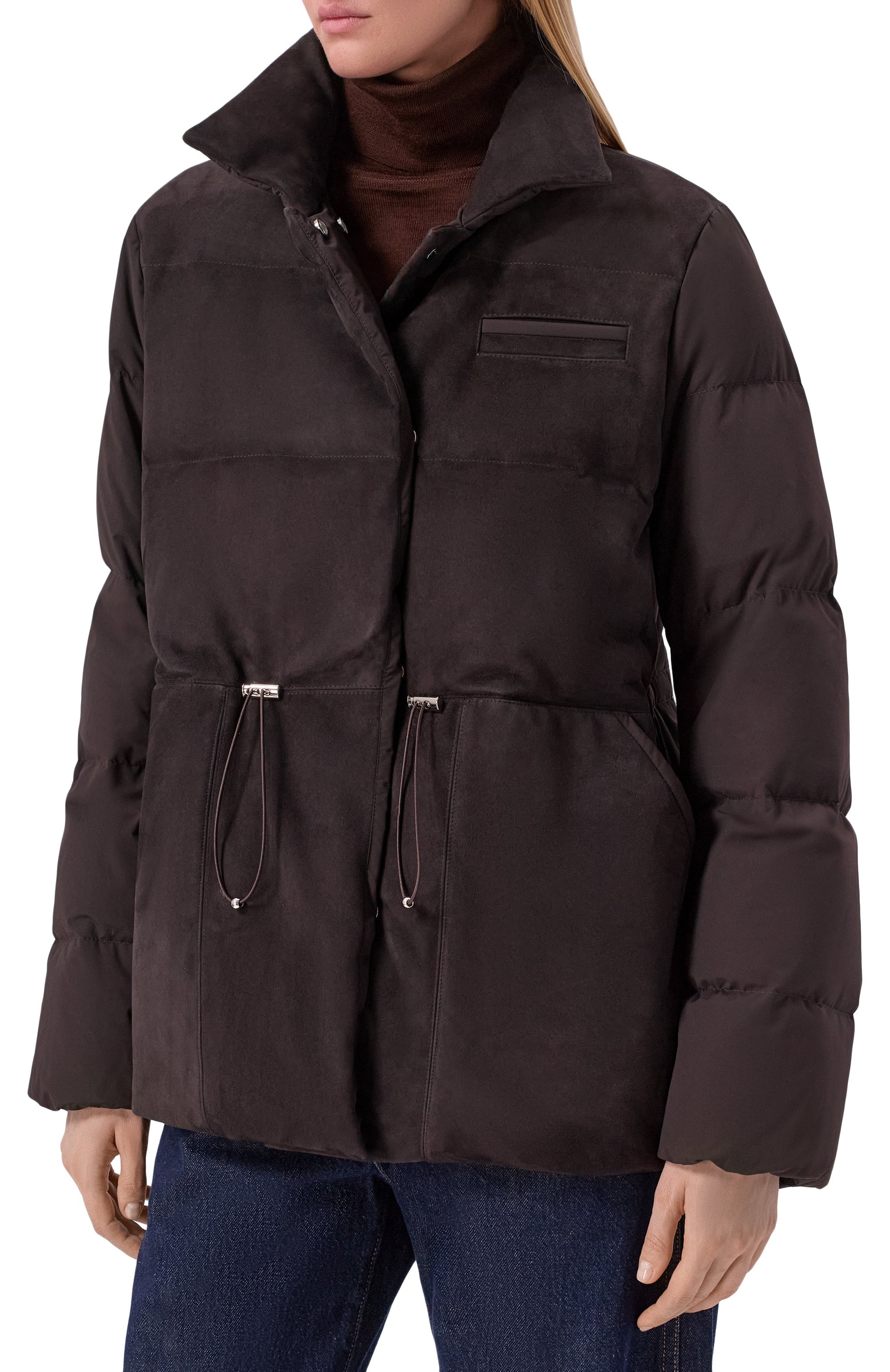 Комбинированный пуховик KITON коричневого цвета по цене 473000 руб., арт. D62628K0563L, фото 3 Комбинированный пуховик KITON, арт. D62628K0563L, фото 3