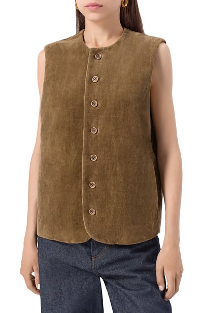 Жилет из хлопка и льна UMA WANG коричневого цвета по цене 121500 руб., арт. UM6527, фото 3 Жилет из хлопка и льна UMA WANG, арт. UM6527, фото 3