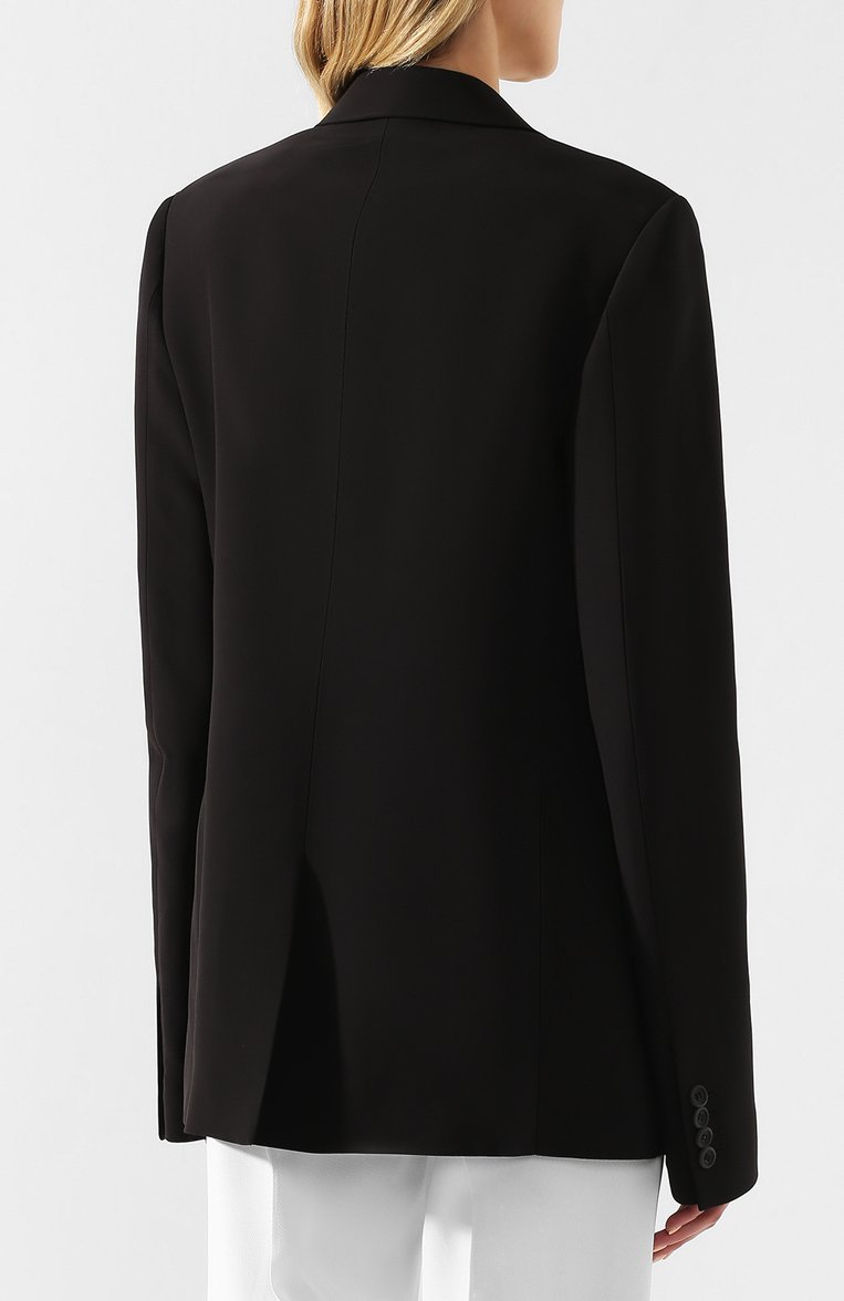 Женский жакет из вискозы HELMUT LANG черного цвета, арт. J09HW101 | Фото 4 (Материал подклада: Вискоза; Случай: Повседневный; Рукава: Длинные; 1-2-бортные: Однобортные; Женское Кросс-КТ: Жакет-одежда; Материал внешний: Вискоза; Статус проверки: Проверена категория; Длина (для топов): Удлиненные)