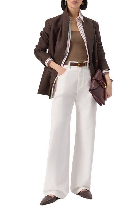 Хлопковый топ Brunello Cucinelli MPT1802B19 Коричневый  MPT1802B19 Фото 2