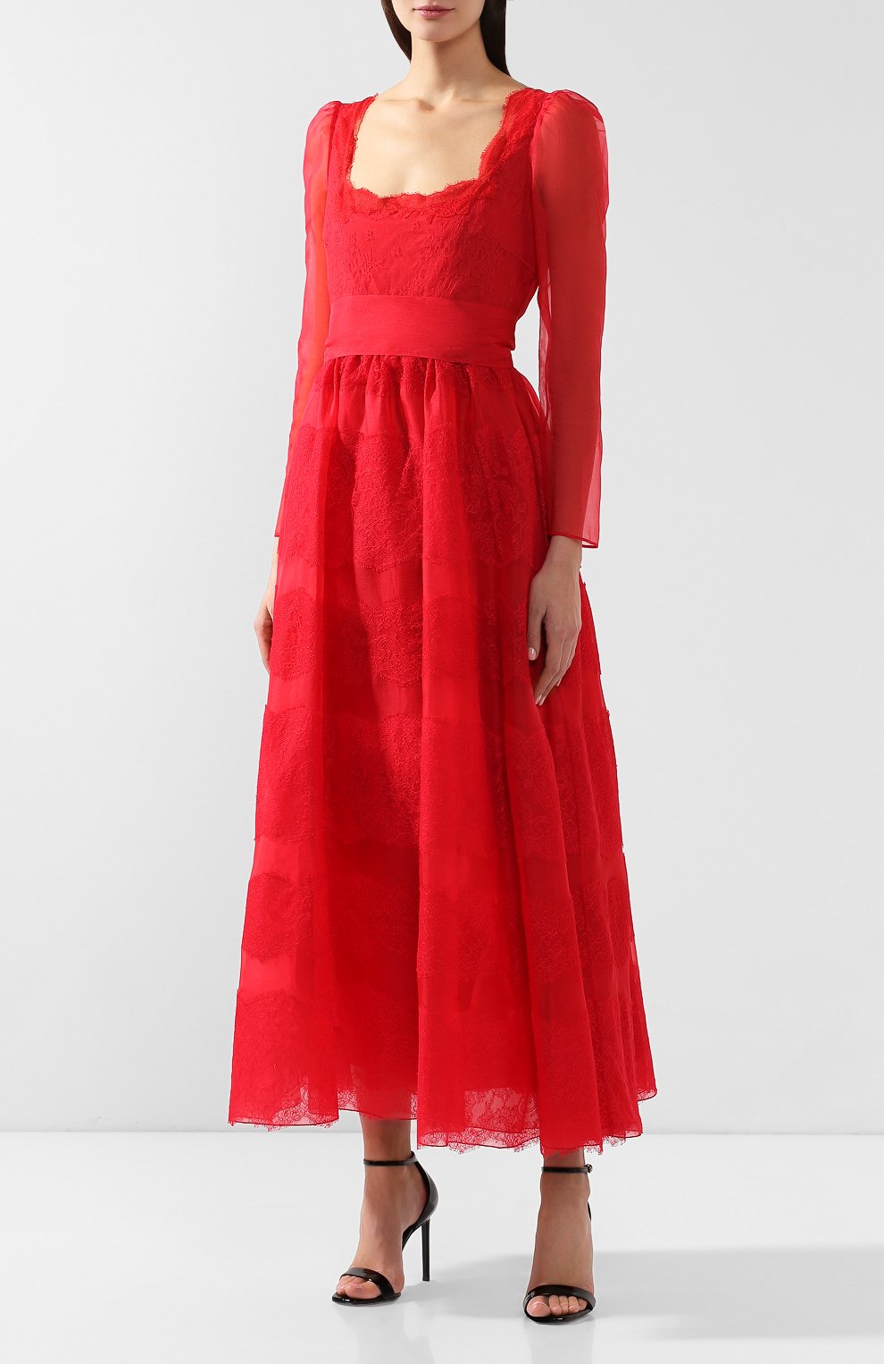 Шелковое платье VALENTINO красного цвета по цене 840000 руб., арт. RB3VAL700AW, фото 3 Шелковое платье VALENTINO, арт. RB3VAL700AW, фото 3