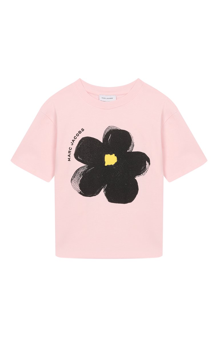 Детская хлопковая футболка MARC JACOBS (THE) светло-розового цвета, арт. W60542 | Фото 1 (Материал внешний: Хлопок; Рукава: Короткие; Девочки Кросс-КТ: футболка-одежда; Автоматизация состава: Проставлено; Автоматизация ТО: Проставлено; Ростовка одежда: 9 лет | 134 см, 7 лет | 122 см, 2 года | 92 см, 3 года | 98 см, 4 года | 104 см, 12 лет | 152 см, 5 лет | 110 см)