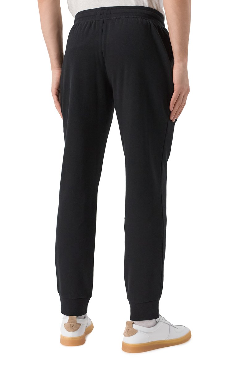 Мужские джоггеры EMPORIO ARMANI черного цвета, арт. 111873/4F571 | Фото 4 (Материал сплава: Проставлено; Драгоценные камни: Проставлено; Материал внешний: Хлопок, Синтетический материал; Длина (брюки, джинсы): Стандартные; Стили: Кэжуэл; Силуэт М (брюки): Джоггеры)