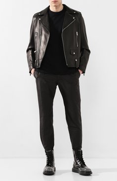 Мужские кожаные ботинки ALEXANDER MCQUEEN черного цвета, арт. 610808/WHX59 | Фото 2 (Подошва: Массивная; Материал внутренний: Натуральная кожа; Мужское Кросс-КТ: Байкеры-обувь; Материал утеплителя: Без утеплителя; Драгоценные камни: Проставлено; Материал сплава: Проставлено; Материал внешний: Натуральная кожа)