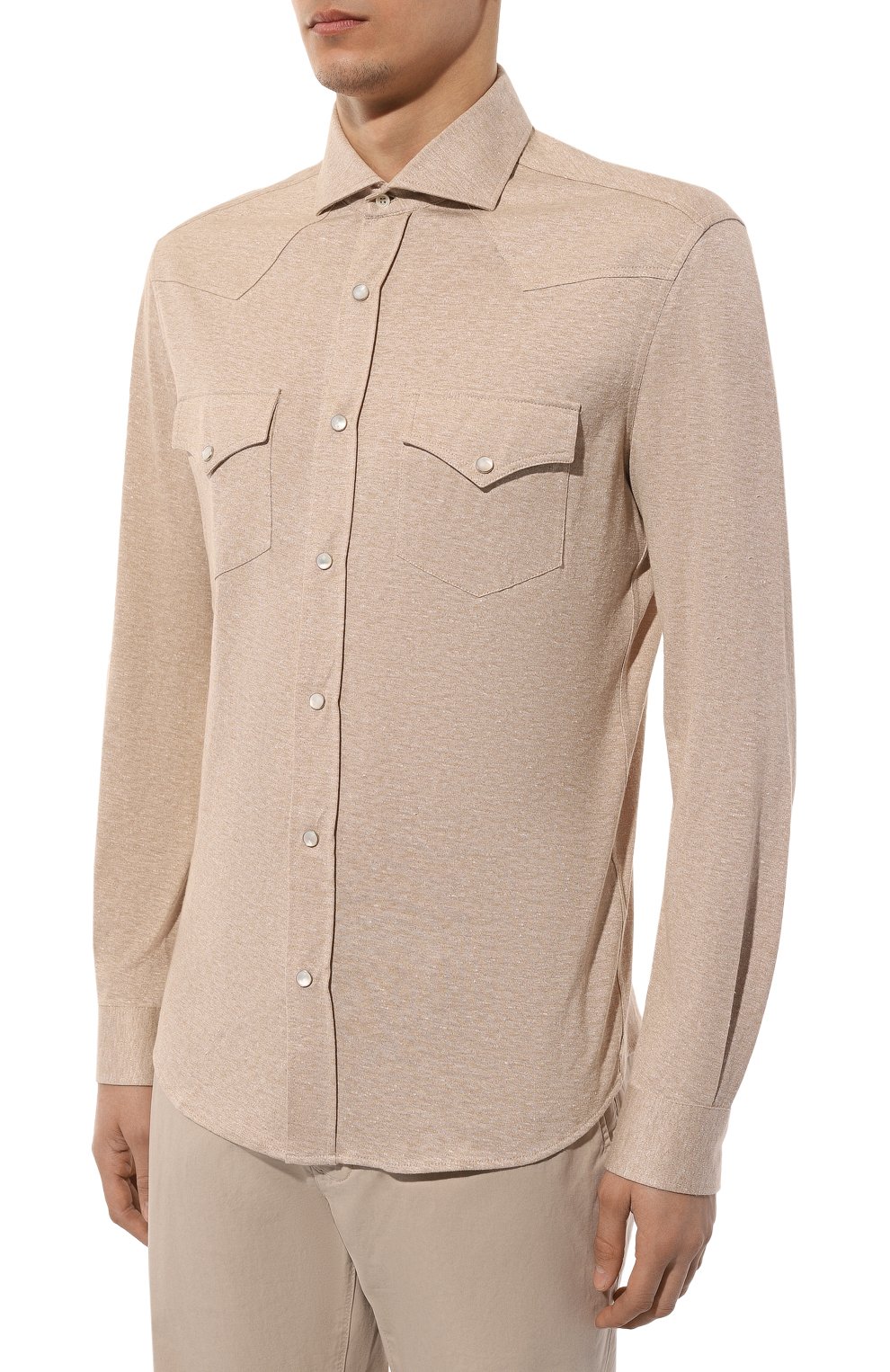 Рубашка изо льна и хлопка BRUNELLO CUCINELLI, арт. MW835B2289, фото 3