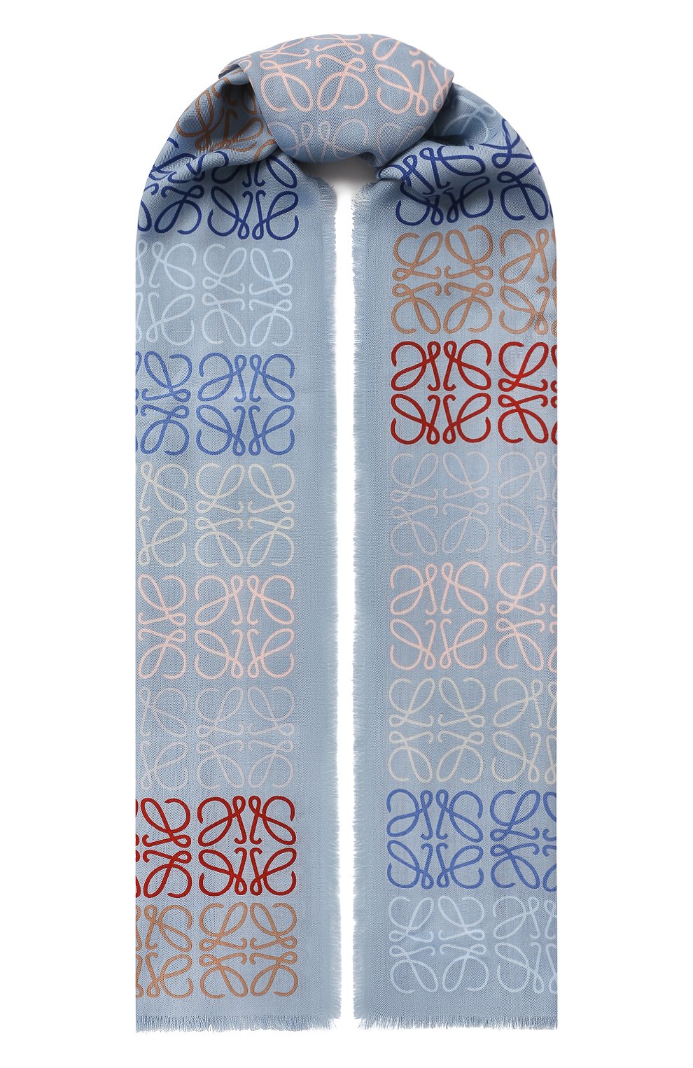 Шарф из шерсти и шелка LOEWE голубого цвета по цене 35200 руб., арт. F603253X01, фото 1 Шарф из шерсти и шелка LOEWE, арт. F603253X01, фото 1