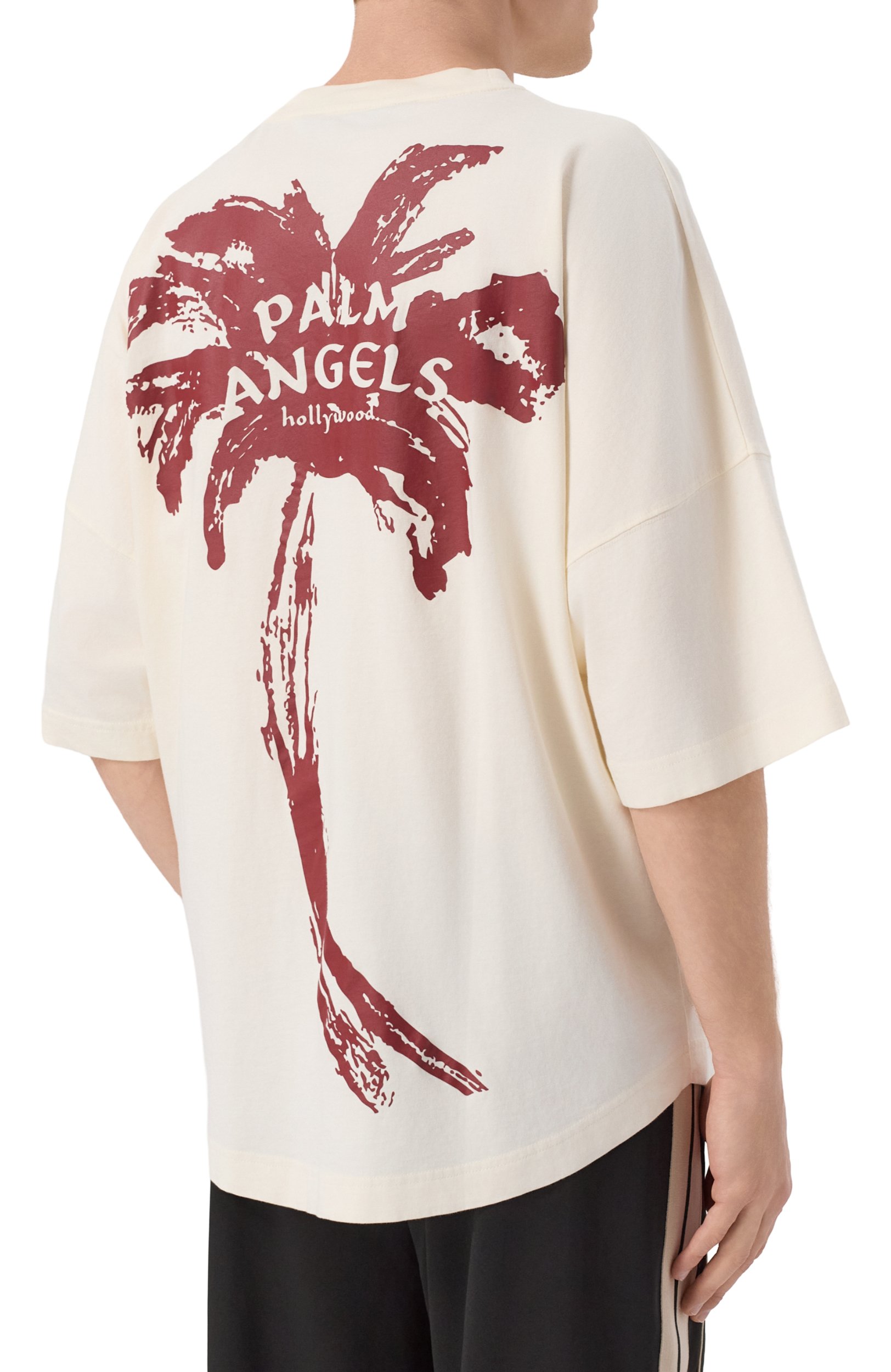 Хлопковая футболка PALM ANGELS кремового цвета по цене 33950 руб., арт. PAMAA005JR003, фото 4 Хлопковая футболка PALM ANGELS, арт. PAMAA005JR003, фото 4