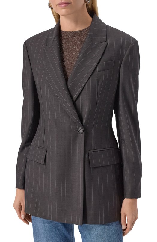 Шерстяной жакет Brunello Cucinelli MB1467267P Коричневый  MB1467267P Фото 3