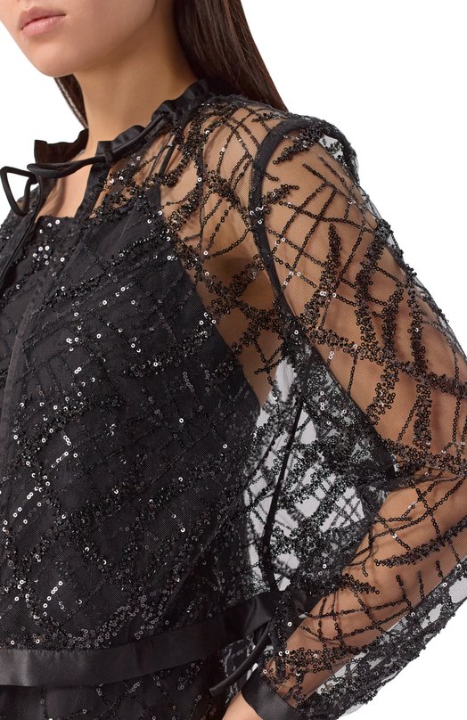 Блузка с отделкой пайетками Emporio Armani EW001490/AF10242 Чёрный  EW001490/AF10242 Фото 5