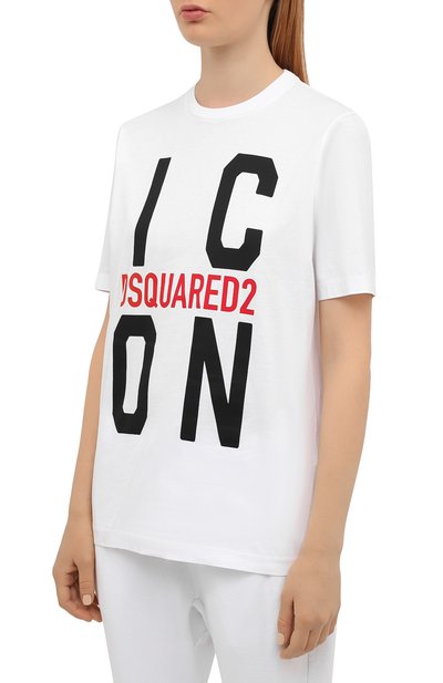Хлопковая футболка DSQUARED2 белого цвета по цене 24050 руб., арт. S80GC0024/S23009, фото 3 Хлопковая футболка DSQUARED2, арт. S80GC0024/S23009, фото 3