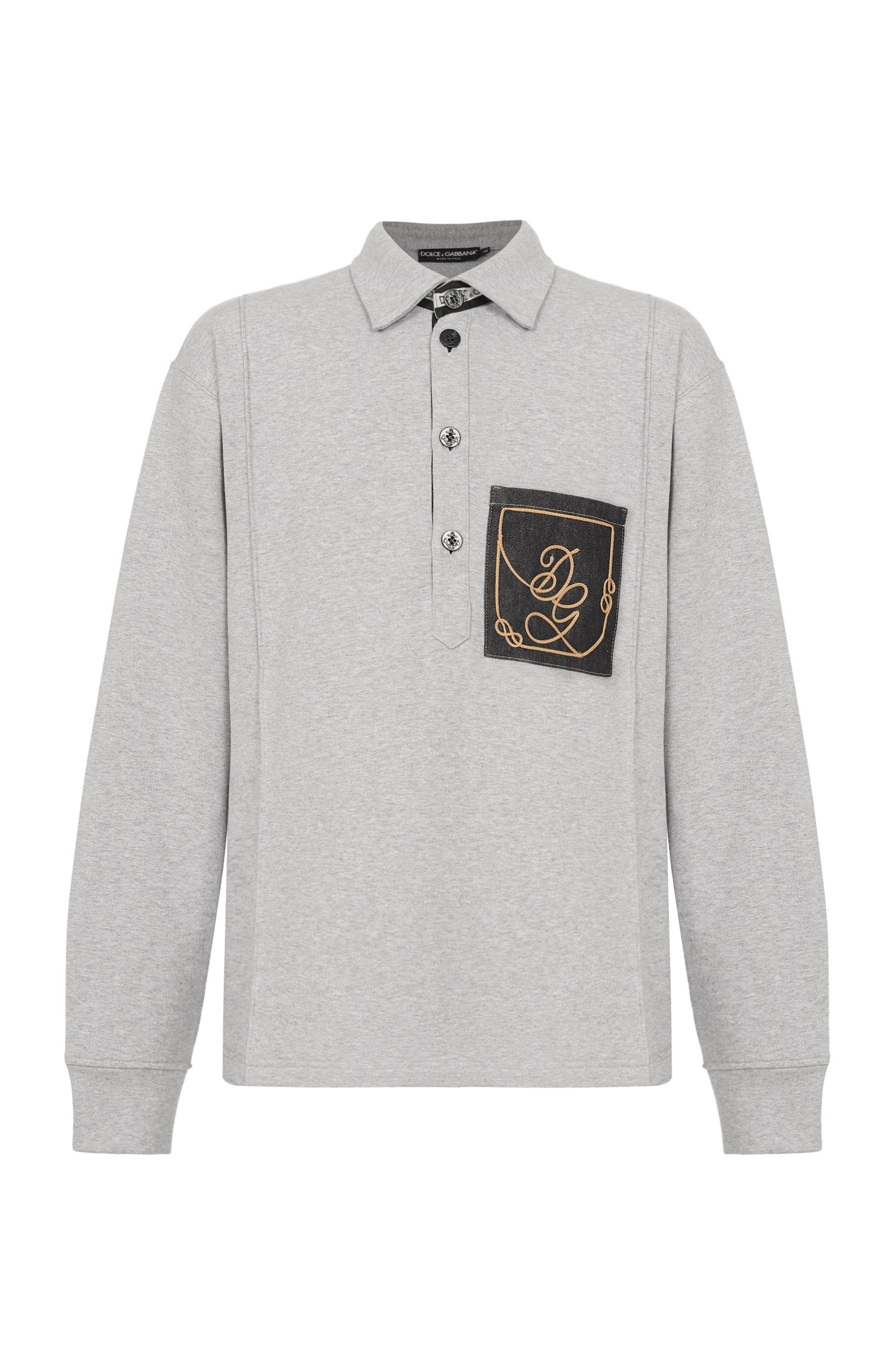 Хлопковое поло DOLCE & GABBANA светло-серого цвета по цене 125500 руб., арт. G9CEIZ/HU7W4, фото 1 Хлопковое поло DOLCE & GABBANA, арт. G9CEIZ/HU7W4, фото 1
