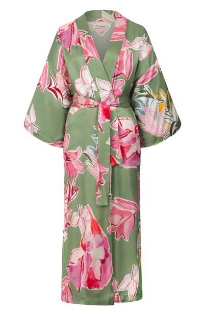 Женский халат из хлопка и шелка ANY WOWZERS, арт. ROBE01-MAXI-LILG.
