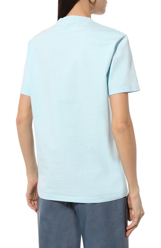 Хлопковая футболка Versace 1013600/1A10135 Голубой  1013600/1A10135 Фото 4