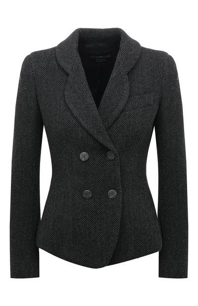 Шерстяной жакет EMPORIO ARMANI темно-серого цвета по цене 86900 руб., арт. H4NG21/E2113, фото 1 Шерстяной жакет EMPORIO ARMANI, арт. H4NG21/E2113, фото 1