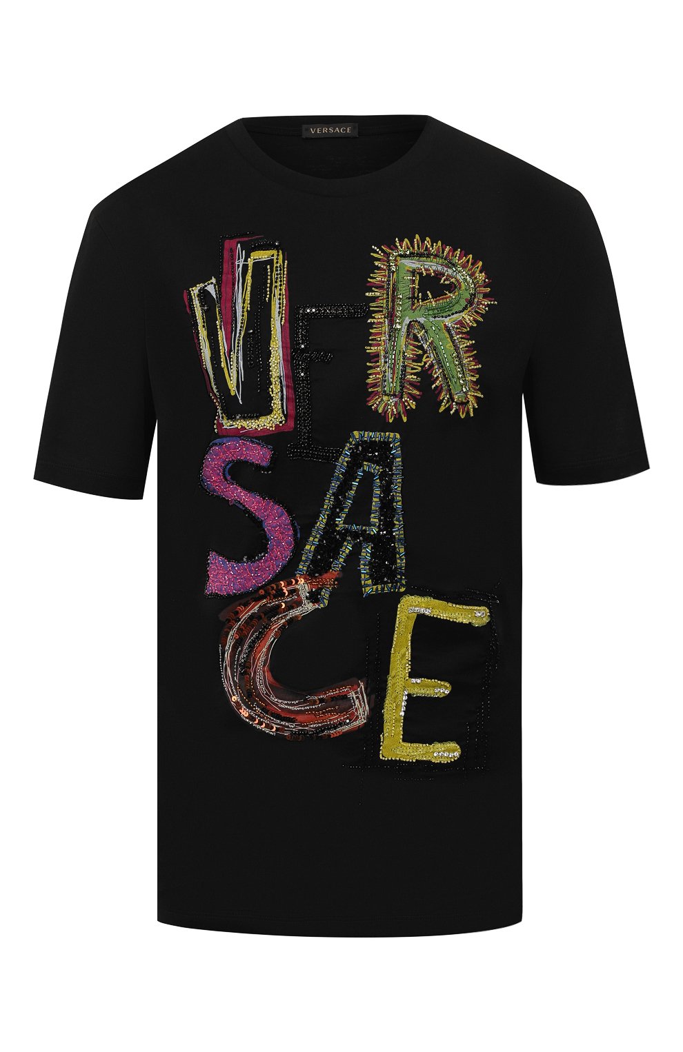 Хлопковая футболка VERSACE черного цвета по цене 115500 руб., арт. A83852/A201952, фото 1 Хлопковая футболка VERSACE, арт. A83852/A201952, фото 1