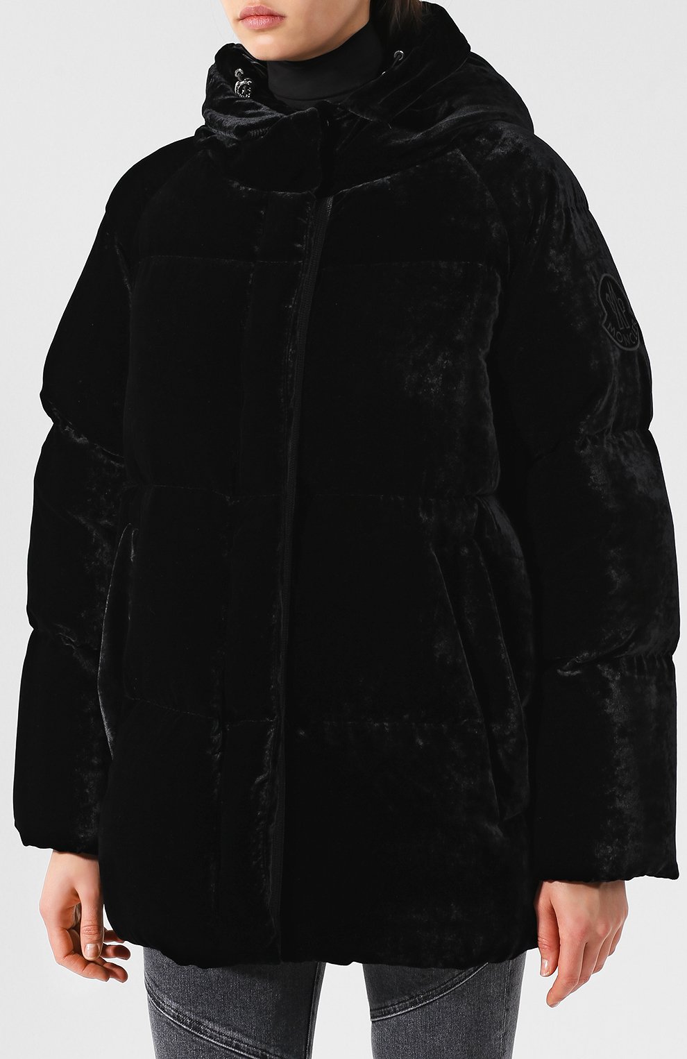 Бархатный пуховик с капюшоном MONCLER, арт. D2-093-46999-00-549SF, фото 3