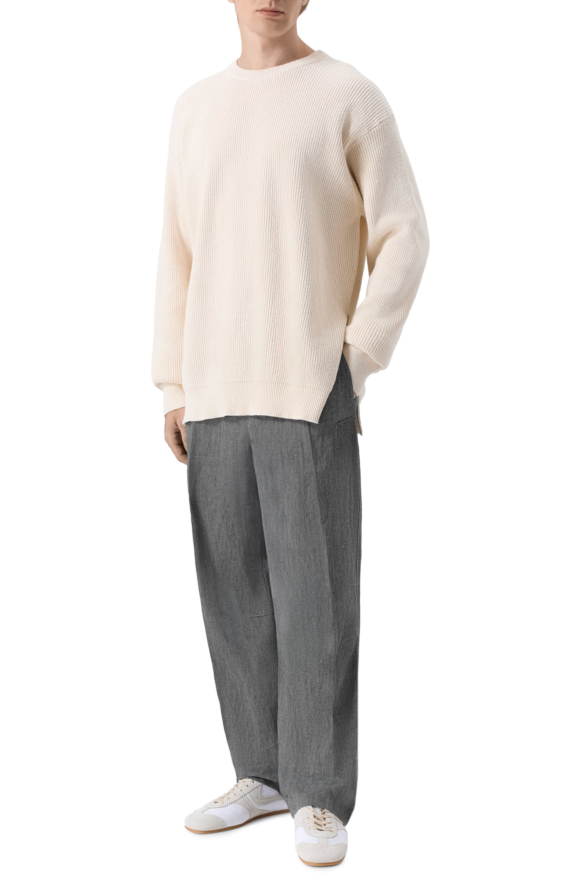 Брюки из хлопка и льна DRIES VAN NOTEN серого цвета по цене 98450 руб., арт. 020917/3131, фото 2 Брюки из хлопка и льна DRIES VAN NOTEN, арт. 020917/3131, фото 2