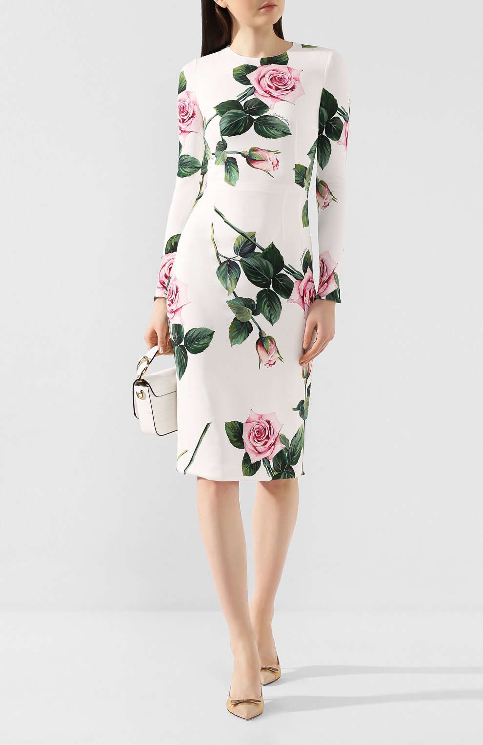 Платье из вискозы DOLCE & GABBANA белого цвета по цене 243500 руб., арт. F6H8WT/FSRMB, фото 2 Платье из вискозы DOLCE & GABBANA, арт. F6H8WT/FSRMB, фото 2