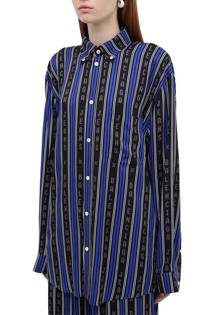 Рубашка из вискозы BALENCIAGA синего цвета по цене 105500 руб., арт. 658956/TKL32, фото 3 Рубашка из вискозы BALENCIAGA, арт. 658956/TKL32, фото 3