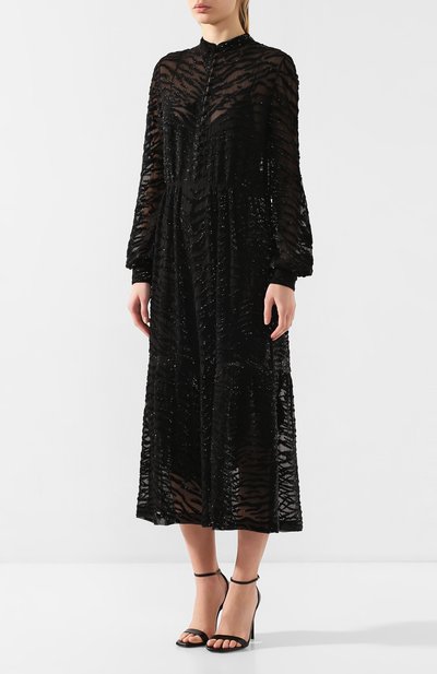 Шелковое платье SAINT LAURENT черного цвета по цене 755000 руб., арт. 615093/Y115W, фото 3 Шелковое платье SAINT LAURENT, арт. 615093/Y115W, фото 3