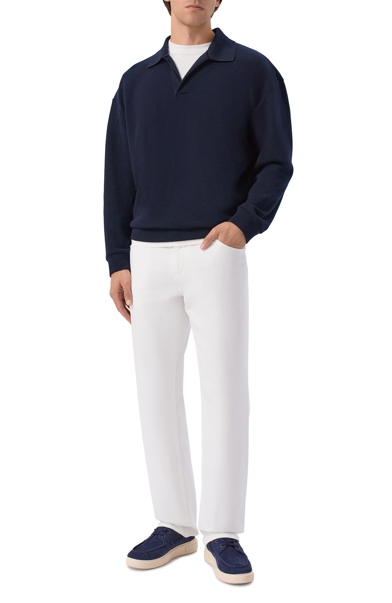Шерстяное поло GIORGIO ARMANI темно-синего цвета по цене 126500 руб., арт. GM004548/TE23762, фото 2 Шерстяное поло GIORGIO ARMANI, арт. GM004548/TE23762, фото 2