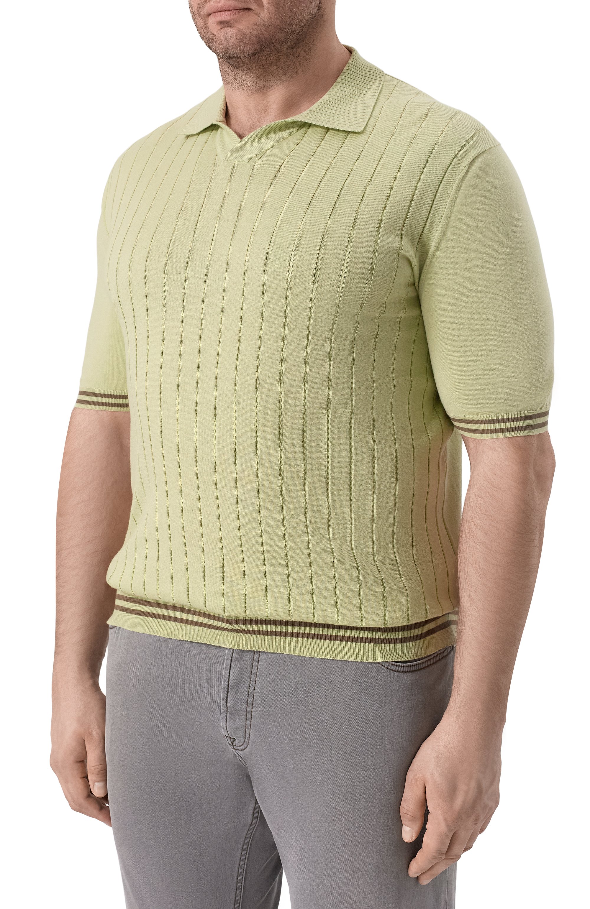 Хлопковое поло KITON салатового цвета по цене 218500 руб., арт. UMK0708, фото 3 Хлопковое поло KITON, арт. UMK0708, фото 3