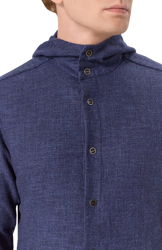Рубашка из шерсти и шелка Kiton UMCPETEK0119G06 Синий  UMCPETEK0119G06 Фото 5