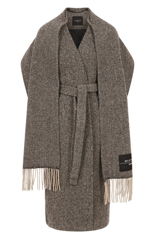 Шерстяное пальто Weekend Max Mara ZENICA Чёрно-белый ZENICA