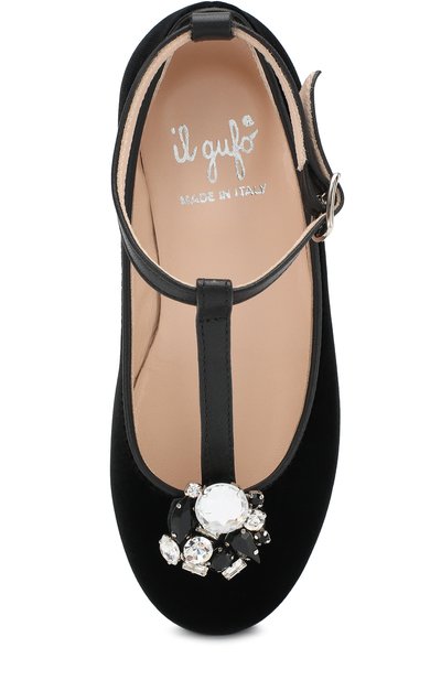 Текстильные туфли с кожаной отделкой и кристаллами IL GUFO, арт. G332/VELVET/31-34, фото 4