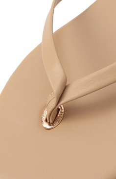 Женские кожаные шлепанцы MELISSA ODABASH бежевого цвета, арт. SANDALS CR | Фото 7 (Материал внешний: Натуральная кожа; Подошва: Плоская; Каблук высота: Низкий; Драгоценные камни: Проставлено; Материал сплава: Проставлено)
