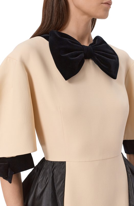 Платье из шерсти и шелка Valentino 7B0VAGG0/1CF Кремовый  7B0VAGG0/1CF Фото 4