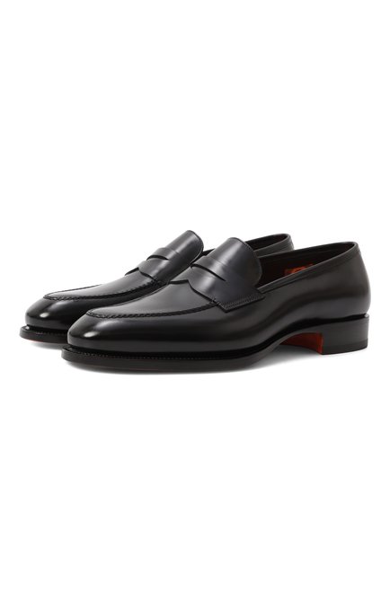 Мужские кожаные �пенни-лоферы SANTONI черного цвета, арт. MCAG18935MC3HVVD | Фото 1 (Материал внешний: Натуральная кожа; Нос: Не проставлено; Материал сплава: Проставлено; Материал внутренний: Натуральная кожа)