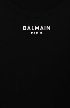 Детская хлопковая майка BALMAIN черного цвета, арт. BW8A72 | Фото 3 (Материал внешний: Хлопок; Девочки Кросс-КТ: Майка-одежда; Рукава: Без рукавов; Автоматизация состава: Проставлено; Автоматизация ТО: Проставлено; Ростовка одежда: 12 лет | 152 см, 16 лет | 164 см, 8 лет | 128 см, 10 - 11 лет | 140 - 146см, 13 - 15 лет | 158 см)