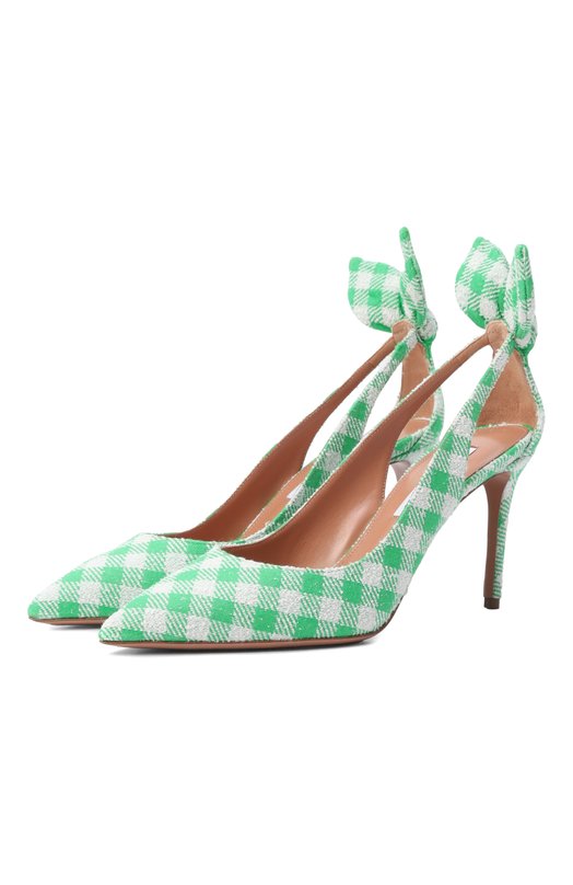 Текстильные туфли Bow Tie 85 Aquazzura DENMIDP0-PJQ-PLR Зелёный DENMIDP0-PJQ-PLR